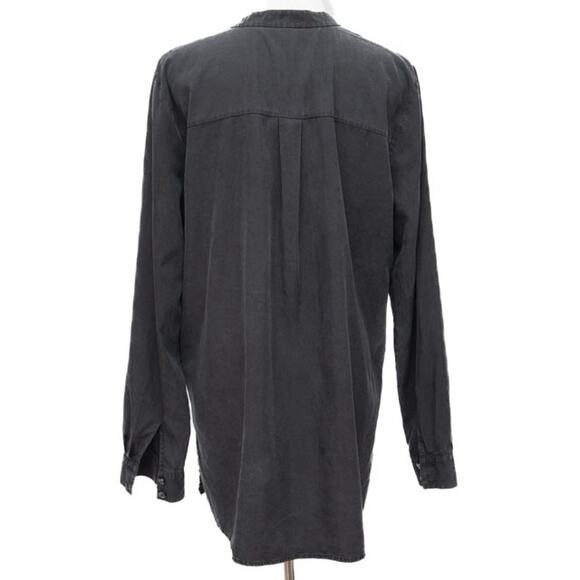 Eileen Fisher Black Silky V-Neck Button Down Shirt Size Medium - Picture 3 of 9